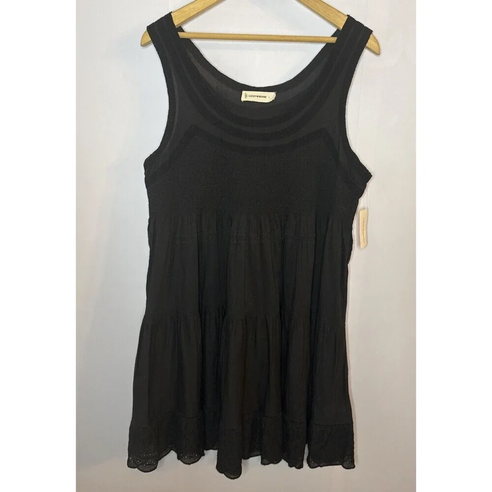 lucky brand black dress RUFFLE TUBE MAXI DRESS